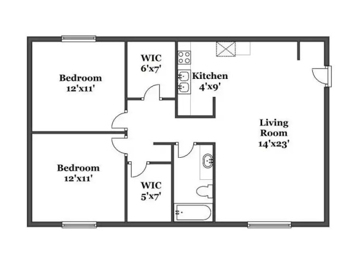 Simple two bedroom house design