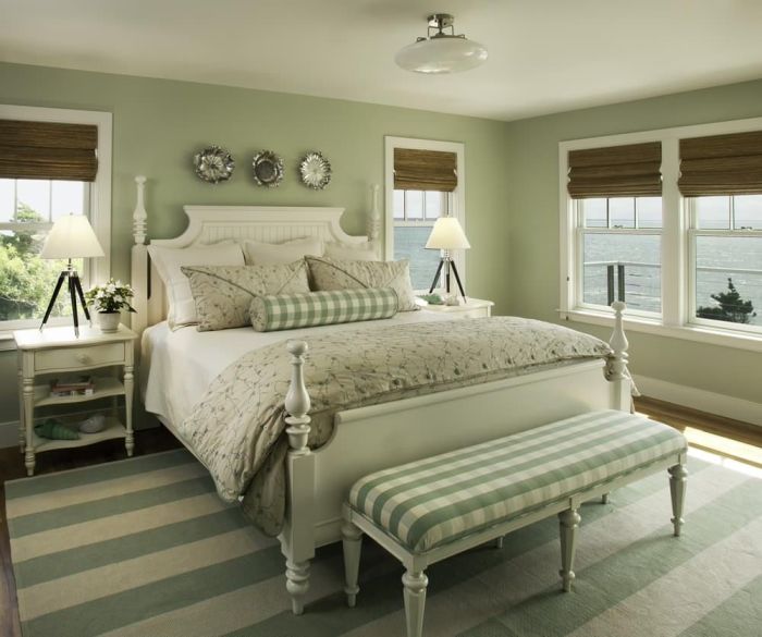 Sage green bedroom design