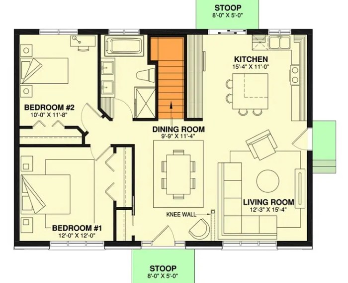 2 bedroom house floor plan design